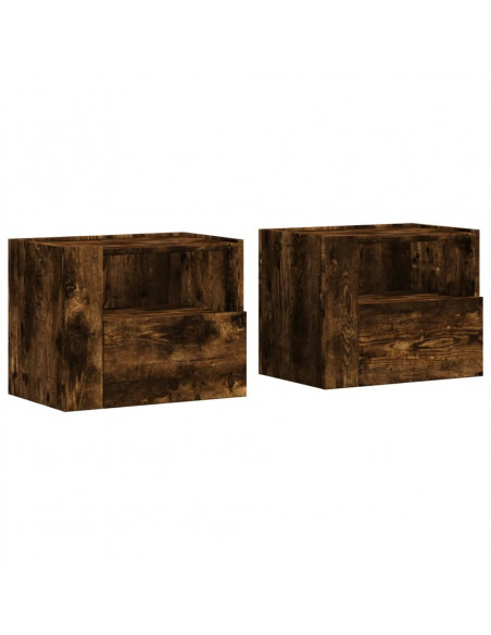 Comodini a Muro 2 pz Rovere Fumo 45x30x35 cm