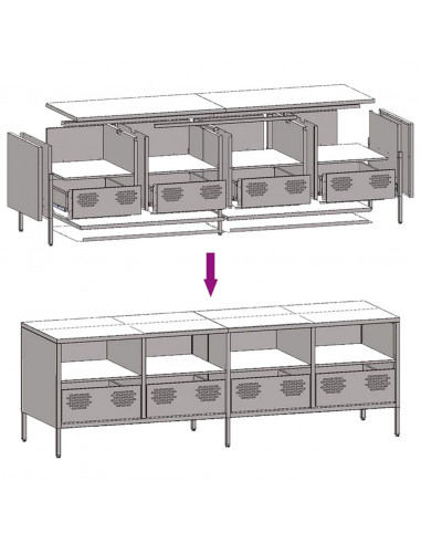 Mobile TV Giallo Senape 135x39x43,5 cm in Acciaio