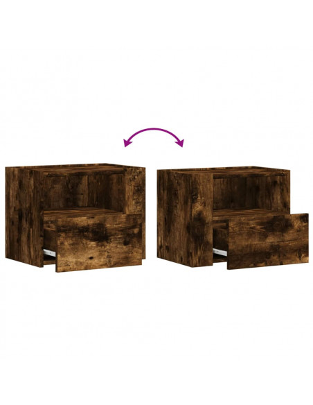 Comodini a Muro 2 pz Rovere Fumo 45x30x35 cm
