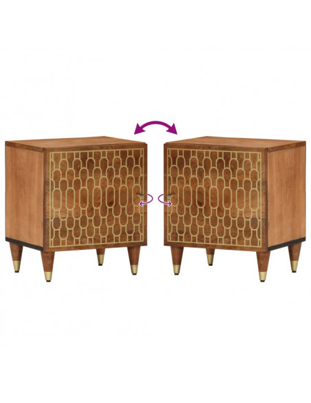 Comodini 2pz 40x33x46 cm in Legno Massello di Mango