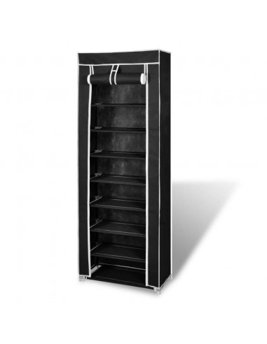 Scarpiera in Tessuto Richiudibile 57 x 29 x 162 cm Nera