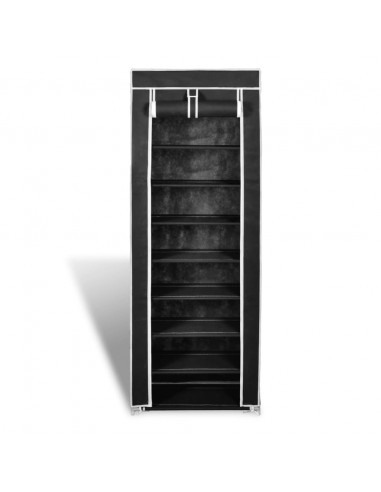 Scarpiera in Tessuto Richiudibile 57 x 29 x 162 cm Nera
