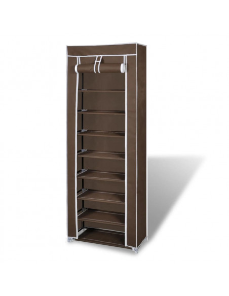 Scarpiera in Tessuto Richiudibile 57 x 29 x 162 cm Marrone