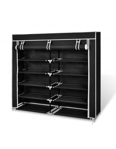 Scarpiera in Tessuto Richiudibile 115 x 28 x 110 cm Nera