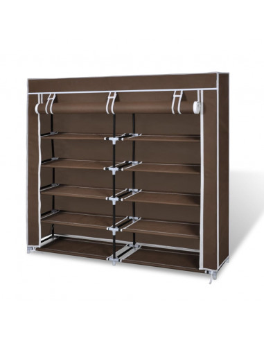Scarpiera in Tessuto Richiudibile 115 x 28 x 110 cm Marrone