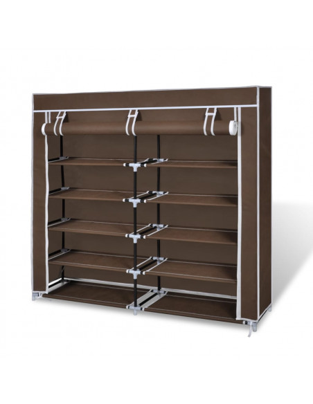 Scarpiera in Tessuto Richiudibile 115 x 28 x 110 cm Marrone
