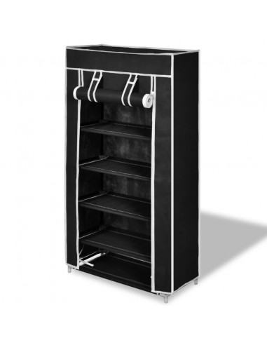 Scarpiera in Tessuto Richiudibile 58 x 28 x 106 cm Nera