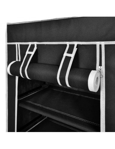 Scarpiera in Tessuto Richiudibile 58 x 28 x 106 cm Nera