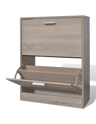 Scarpiera in Legno Effetto Rovere con 2 Scomparti