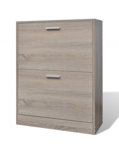 Scarpiera in Legno Effetto Rovere con 2 Scomparti