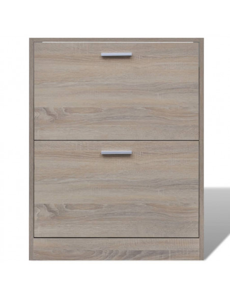 Scarpiera in Legno Effetto Rovere con 2 Scomparti