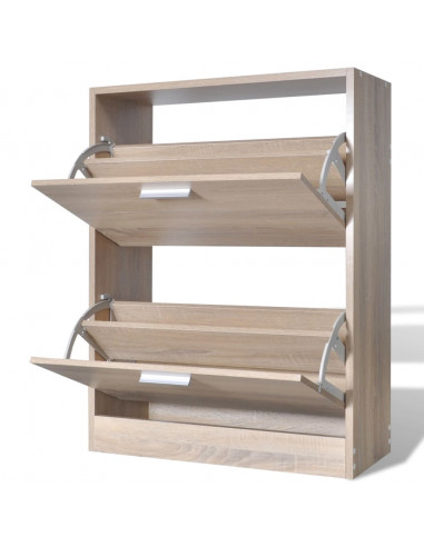 Scarpiera in Legno Effetto Rovere con 2 Scomparti