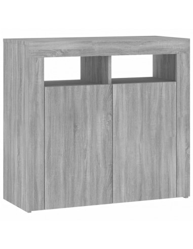 Credenza con Luci LED Grigio Sonoma 80x35x75 cm