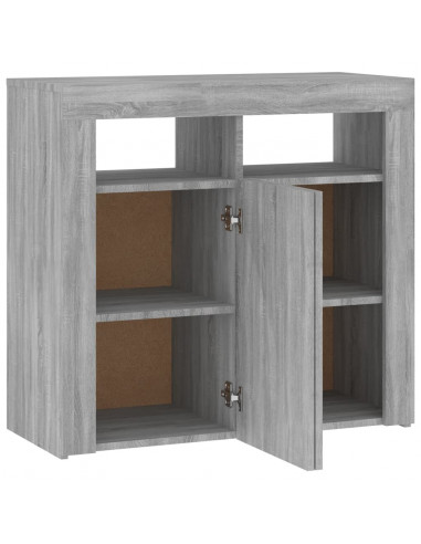 Credenza con Luci LED Grigio Sonoma 80x35x75 cm