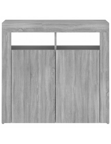 Credenza con Luci LED Grigio Sonoma 80x35x75 cm
