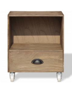 Comodino Marrone in Legno Massello 2