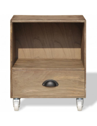 Comodino Marrone in Legno Massello