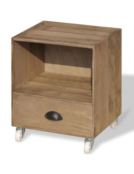 Comodino Marrone in Legno Massello