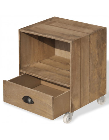 Comodino Marrone in Legno Massello