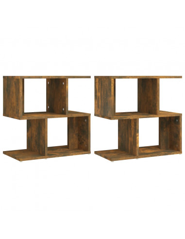 Comodini Rovere Fumo 2pz 50x30x51,5 cm in Legno Multistrato