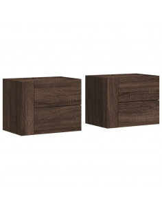 Comodini a Muro 2 pz Rovere Marrone 45x30x35 cm 2