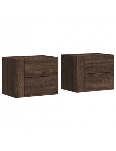 Comodini a Muro 2 pz Rovere Marrone 45x30x35 cm