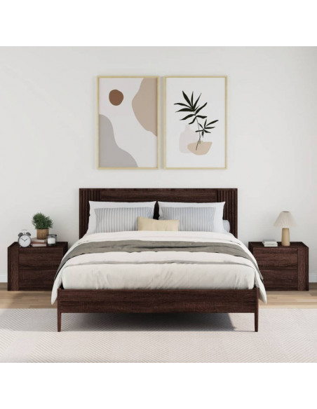 Comodini a Muro 2 pz Rovere Marrone 45x30x35 cm