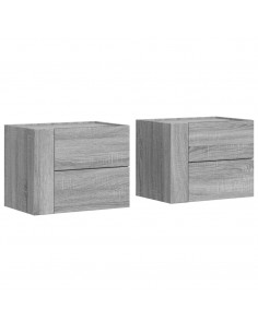 Comodini a Muro 2 pz Grigio Sonoma 45x30x35 cm 2