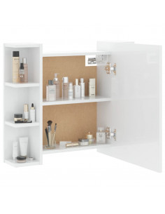 Mobile a Specchio con LED Bianco Lucido 70x16,5x60 cm 2