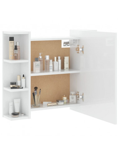 Mobile a Specchio con LED Bianco Lucido 70x16,5x60 cm