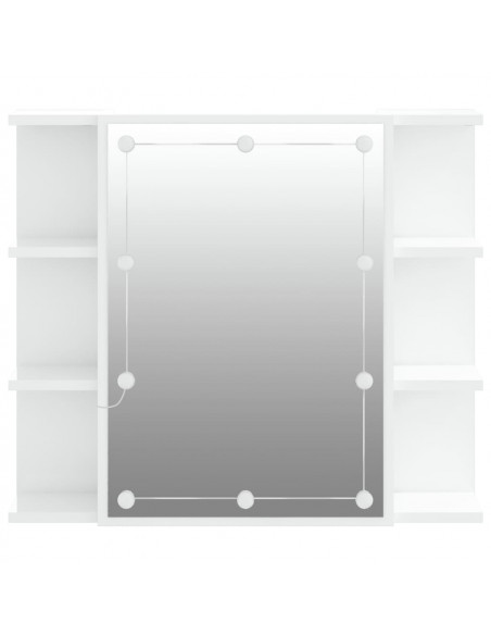 Mobile a Specchio con LED Bianco Lucido 70x16,5x60 cm