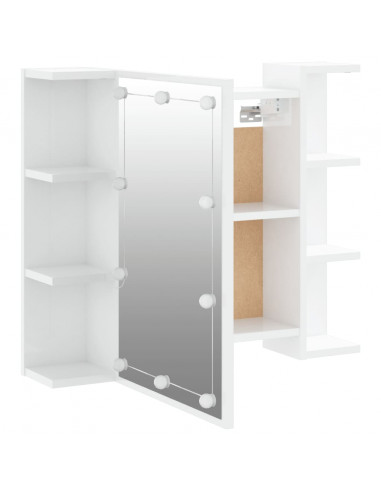 Mobile a Specchio con LED Bianco Lucido 70x16,5x60 cm