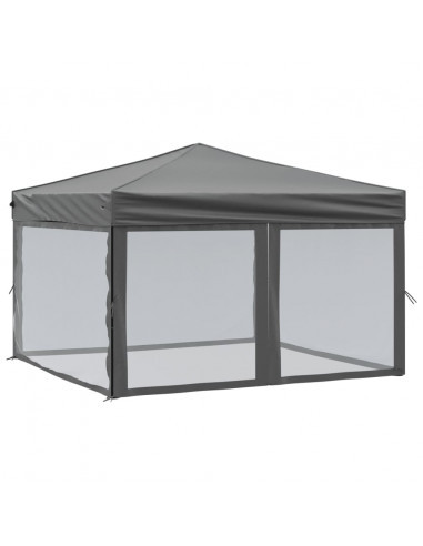 Tenda per Feste Pieghevole con Pareti Laterali Antracite 3x3 m
