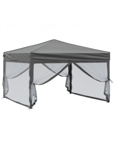 Tenda per Feste Pieghevole con Pareti Laterali Antracite 3x3 m