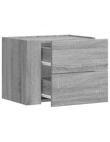 Comodino a Muro Grigio Sonoma 45x30x35 cm