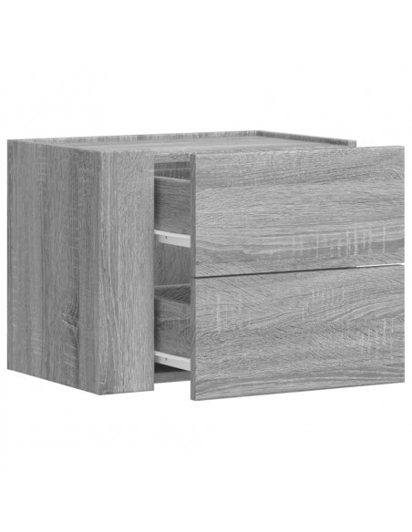 Comodino a Muro Grigio Sonoma 45x30x35 cm