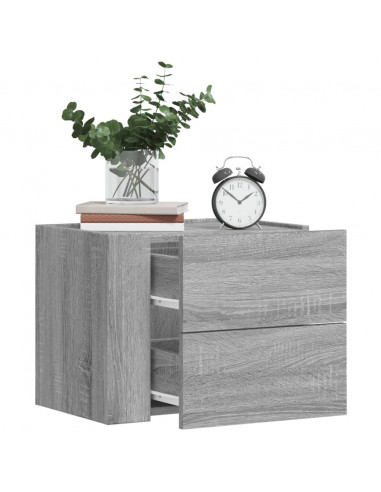 Comodino a Muro Grigio Sonoma 45x30x35 cm