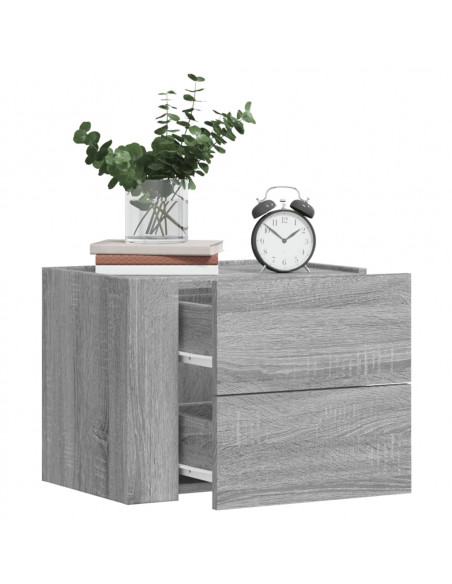 Comodino a Muro Grigio Sonoma 45x30x35 cm