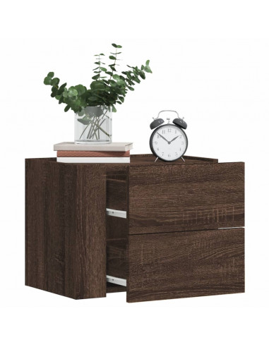 Comodino a Muro Rovere Marrone 45x30x35 cm