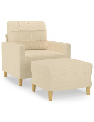 Poltrona con Poggiapiedi Crema 60 cm in Tessuto