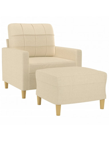 Poltrona con Poggiapiedi Crema 60 cm in Tessuto