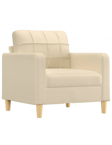 Poltrona con Poggiapiedi Crema 60 cm in Tessuto