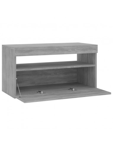 Mobile Porta TV con Luci LED Grigio Sonoma 75x35x40 cm