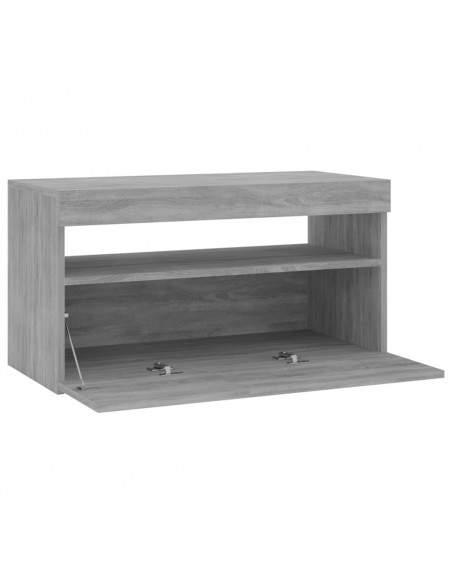 Mobile Porta TV con Luci LED Grigio Sonoma 75x35x40 cm