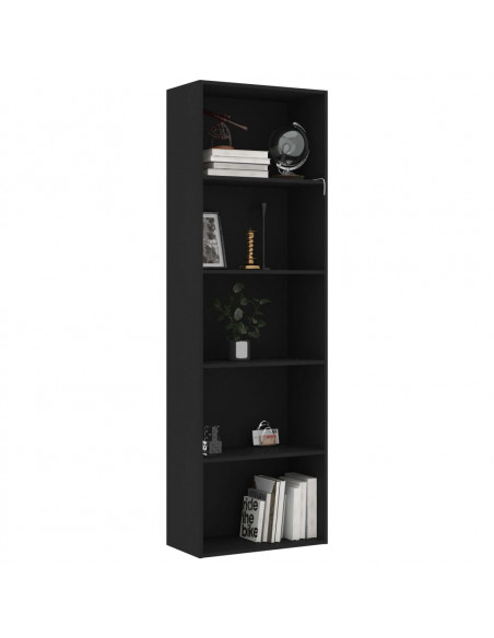 Libreria a 5 Ripiani Nera 60x30x189 cm in Legno Multistrato