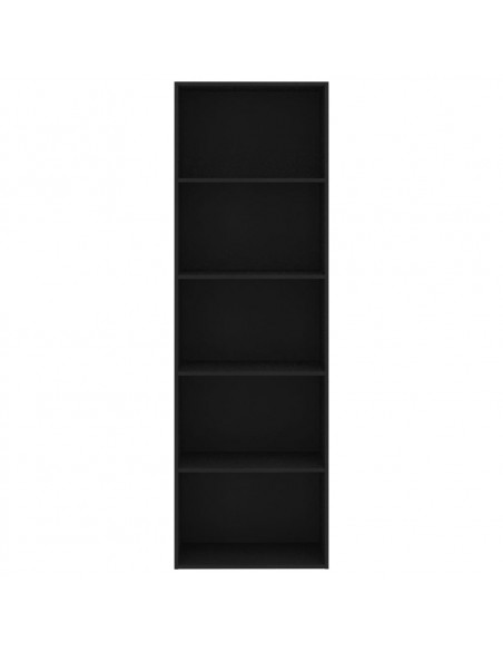 Libreria a 5 Ripiani Nera 60x30x189 cm in Legno Multistrato