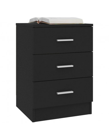 Comodino Nero 38x35x56 cm in Legno Multistrato