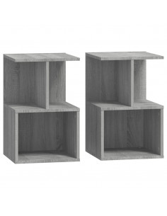 Comodini 2 pz Grigio Sonoma 35x35x55 cm in Legno Multistrato 2