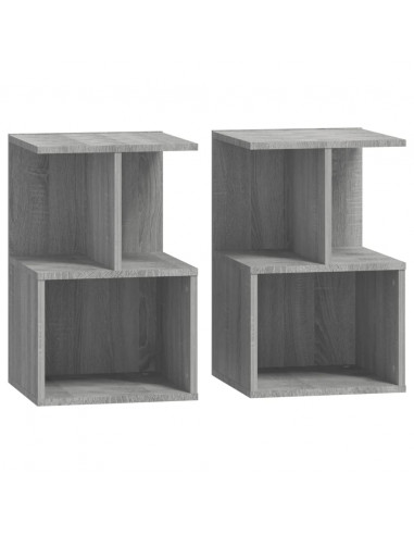 Comodini 2 pz Grigio Sonoma 35x35x55 cm in Legno Multistrato