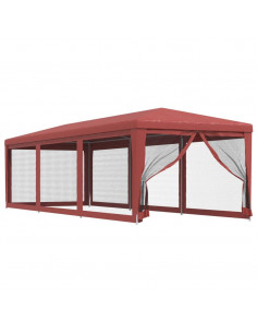Tenda per Feste con Pareti Laterali in Rete Rossa 3x9 m HDPE 2